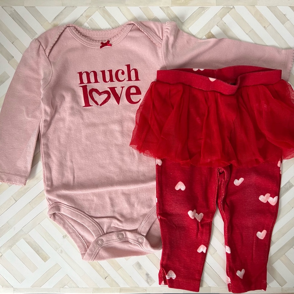 CARTERS Much Love Bodysuit & Tutu Leggings 2pc Set, 9mo